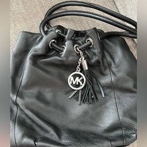 Michael Kors black leather satchel purse